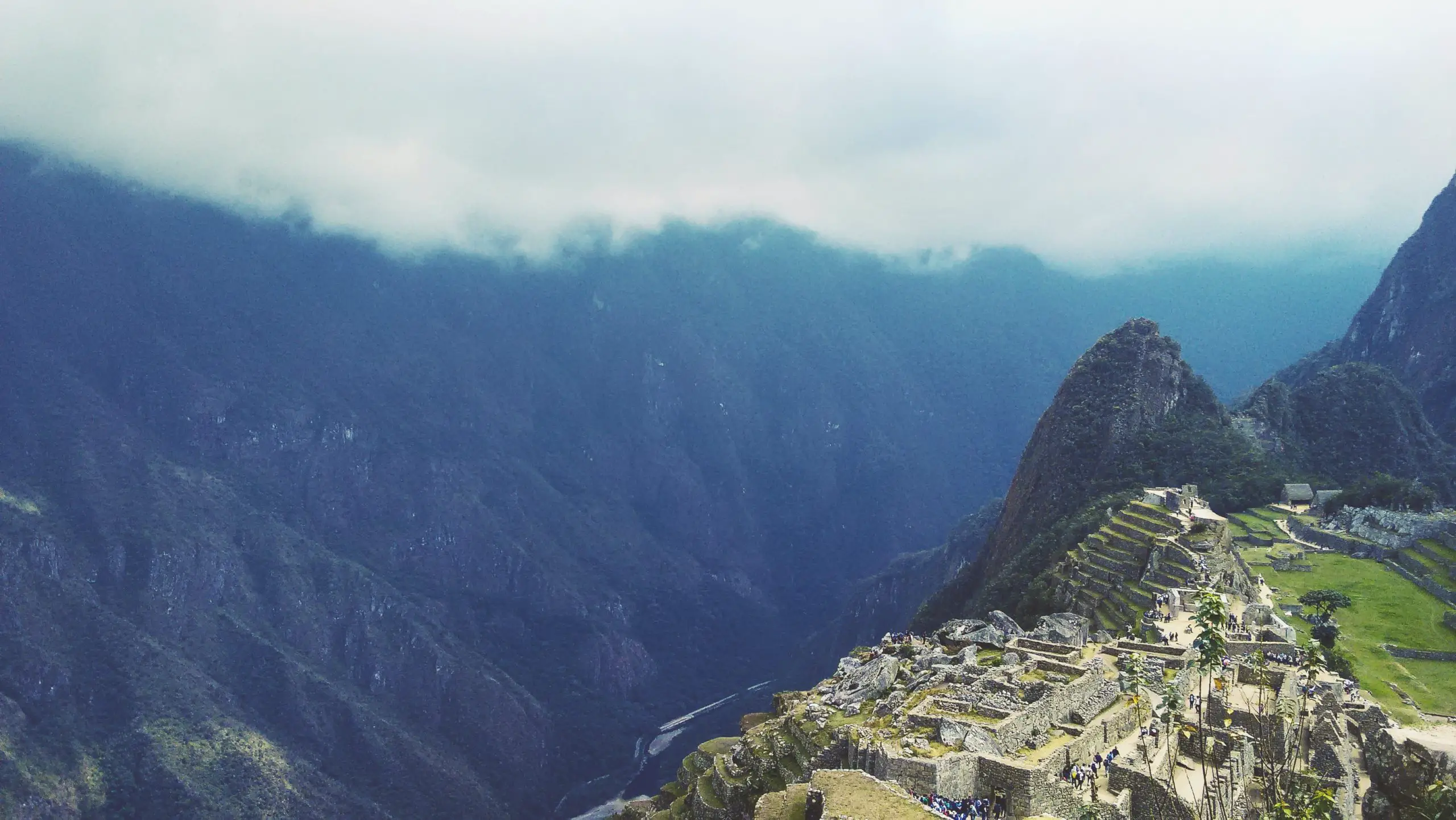 aerial photo of Machu Picchu